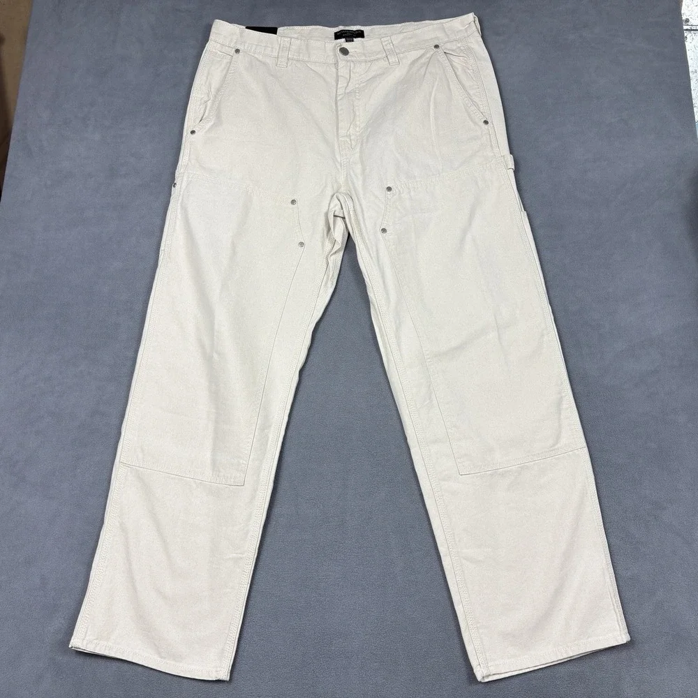 NEW Banana Republic Carpenter Pants Size 38 Ivory Straight Fit Utility
